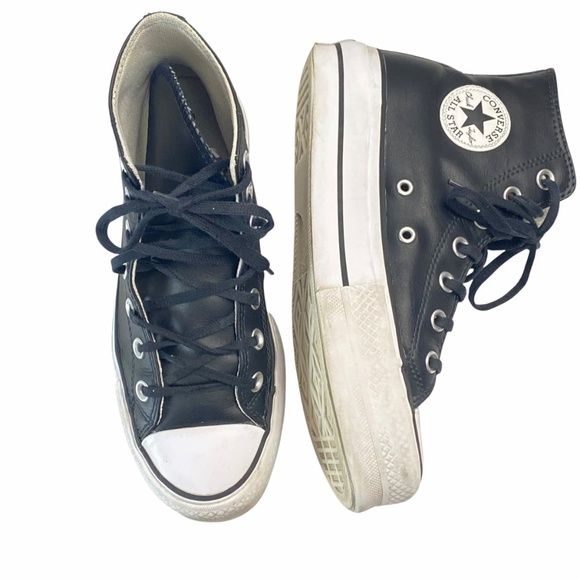 CONVERSE Chuck Taylor All Star Leather High Top Platform Sneaker (Women) Sz 6 - Picture 2 of 11